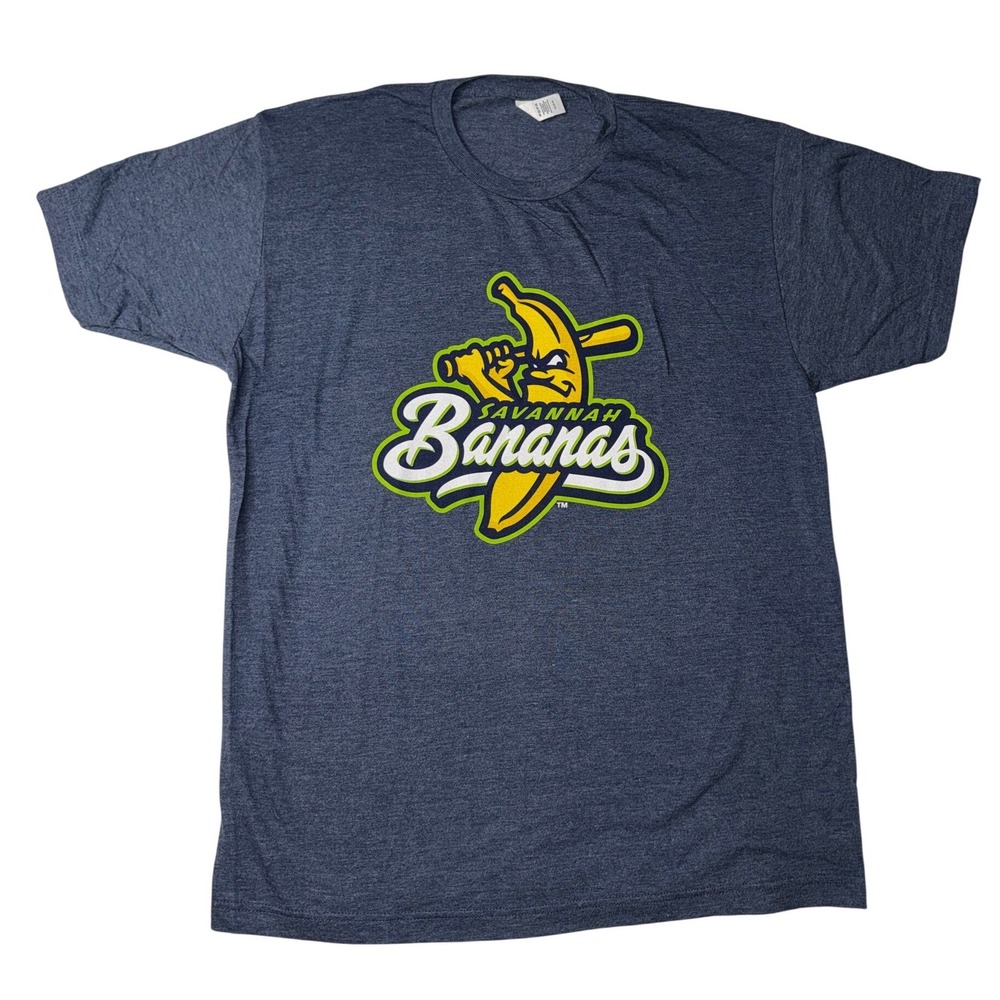 Tultex Savannah Bananas T-Shirt Mens Large Navy Blue Graphic Baseball Tee NWOT